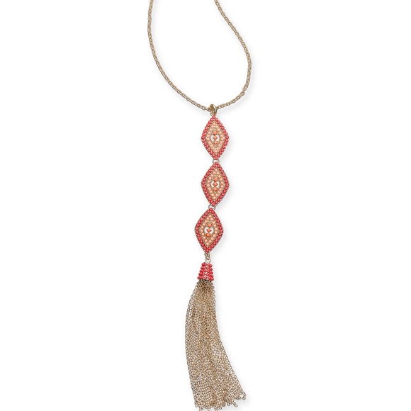 INC Goldtone Bead & Chain Tassel Pendent Necklace - Picture 3 of 4